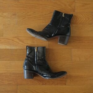 Yves Saint Laurent Johnny Boots Men Black Patent Tom Ford Era 8.5 Rare 65mm Heel